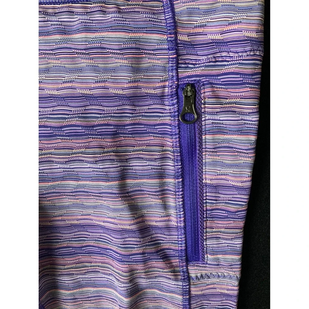 Lululemon Athletica Size 4 Purple Pink Stripe Athletic Legging Pants Zip Pockets